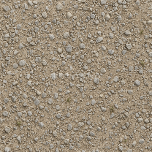 Seamless 3d texture pbr 8k gravel loose with pebbles scattered and dry surface wear