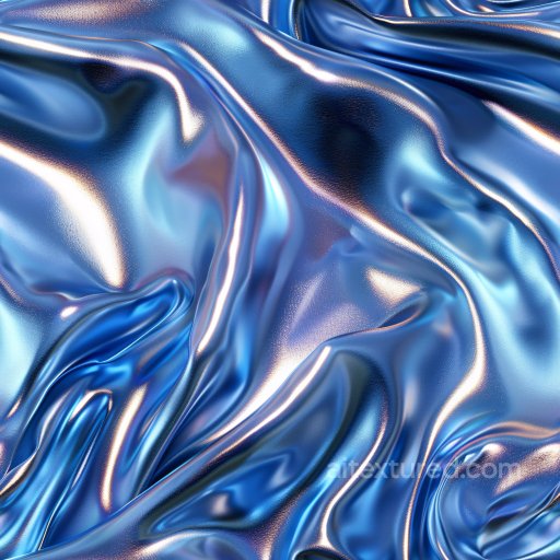 Seamless 3D PBR Glossy Blue Satin Fabric Texture with Smooth Reflective Folds texture preview