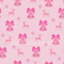 seamless Seamless 3D PBR Christmas Digital Paper Texture with Pink Bells and Reindeer texture 8k free download PBR