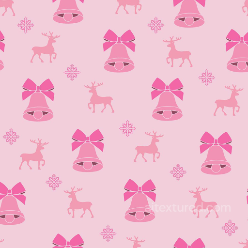 Christmas Digital Paper Texture with Pink Bells and Reindeer seamless All Christmas Digital paper PBR texture