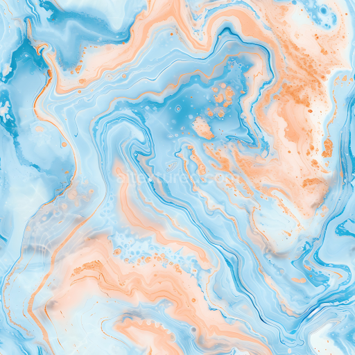 Preview — Seamless 3D Baby Blue and Peach Marble PBR Texture with Fluid Veins and Pastel Colors