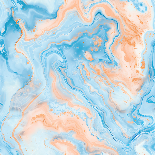 Baby Blue and Peach Marble PBR Texture with Fluid Veins and Pastel Colors seamless Marble PBR texture