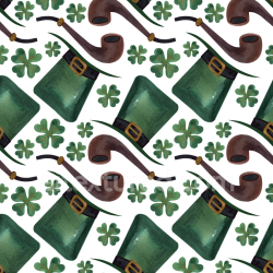 seamless Seamless 3D PBR Texture with St Patrick's Hat, Pipe & Clover Pattern texture 8k free download PBR