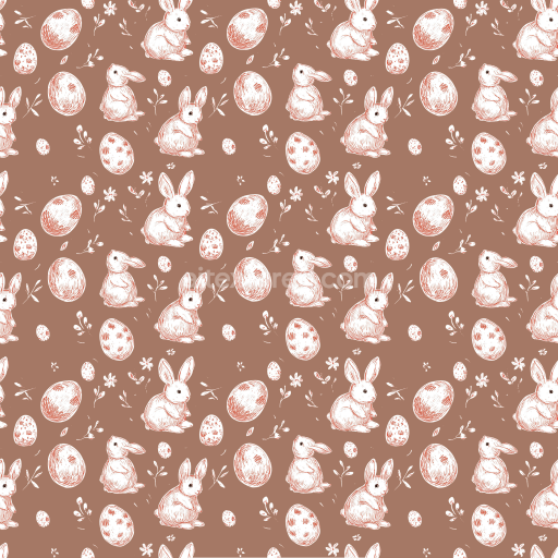 Seamless 3D PBR Digital Paper Texture Featuring Hand-Drawn Easter Bunnies and Eggs