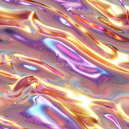 Seamless 3D PBR Glossy Fluid Iridescent Texture with Iridescent Highlights