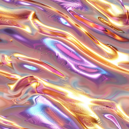 Seamless 3D PBR Glossy Fluid Iridescent Texture with Iridescent Highlights texture preview