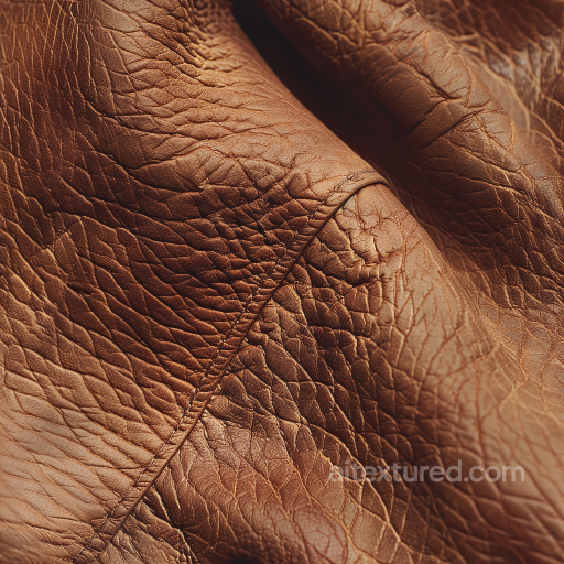 Aged Brown Cracked Leather Seamless Texture with Visible Stitching seamless Leather PBR texture