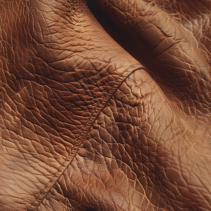 Aged Brown Cracked Leather with Visible Stitching seamless PBR texture preview