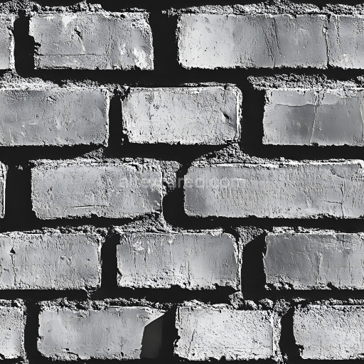 Seamless 3D cracked white brick wall PBR texture with rough chipped mortar
