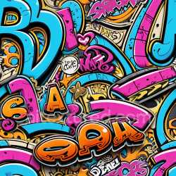 seamless Seamless 3D PBR texture of vibrant colorful graffiti letters with urban street art style texture 8k free download PBR