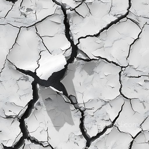 Cracked White Plaster PBR Texture with Deep Fractures and Peeling Layers seamless Cracked & Holes PBR texture