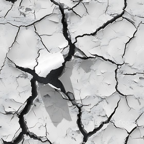 Cracked White Plaster PBR Texture with Deep Fractures and Peeling Layers Cracked & Holes texture preview
