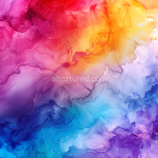 Seamless 3D Alcohol Ink PBR Texture with Vibrant Multicolor Fluid Swirls and Soft Gradients