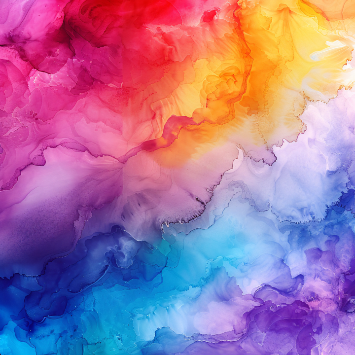 Alcohol Ink with Vibrant Multicolor Fluid Swirls and Soft Gradients seamless PBR texture preview