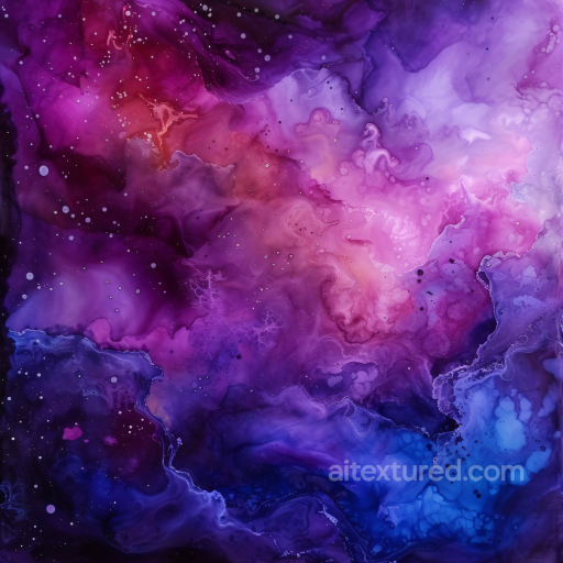 Alcohol Ink PBR Texture Featuring Deep Purple and Blue Fluid Swirls seamless Alcohol ink PBR texture