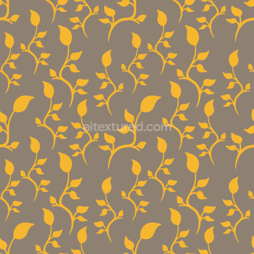 Seamless 3D PBR Fabric Texture Featuring Yellow Floral Patterns on Taupe