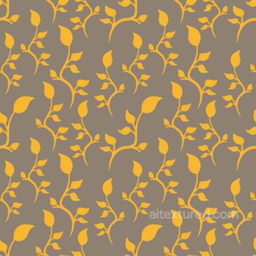 Fabric Texture Featuring Yellow Floral Patterns on Taupe seamless Boho Seamless PBR texture