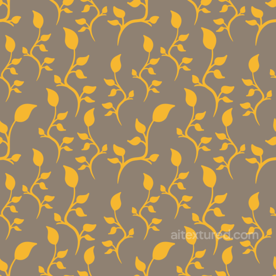 Fabric Texture Featuring Yellow Floral Patterns on Taupe Boho Seamless texture preview
