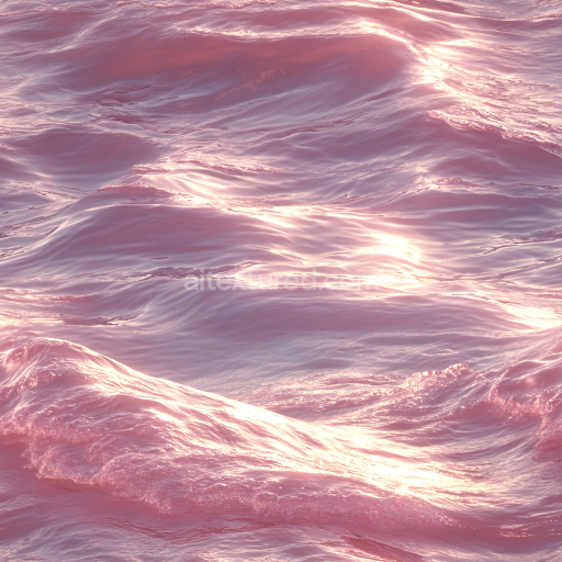 Seamless 3D PBR Water Texture with Soft Pink Ocean Waves and Radiant Light Reflections