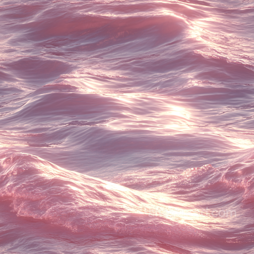 Water Texture with Soft Pink Ocean Waves and Radiant Light Reflections seamless Water PBR texture