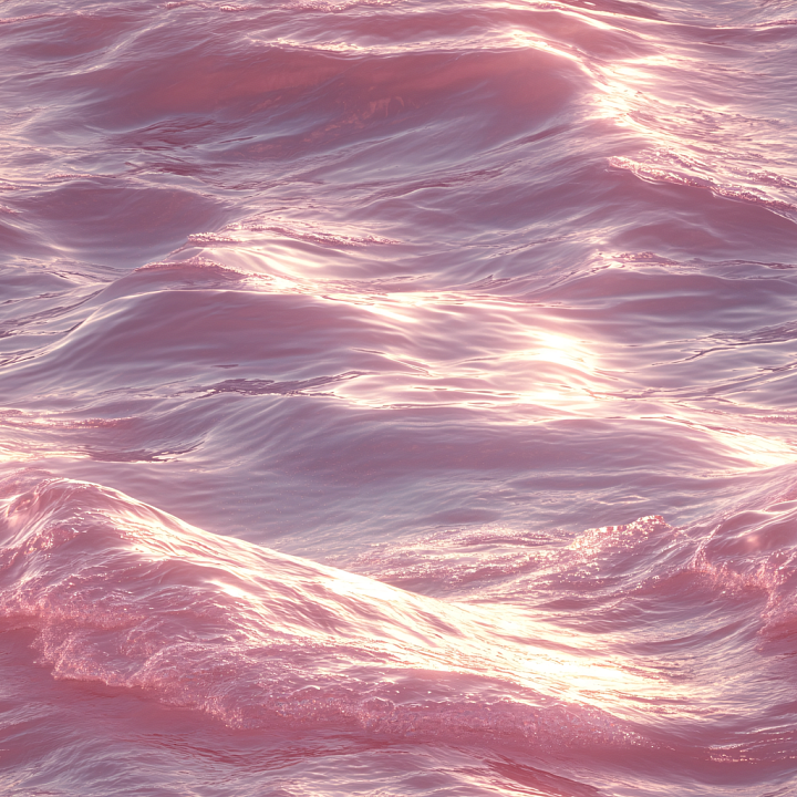 Water with Soft Pink Ocean Waves and Radiant Light Reflections seamless PBR texture preview