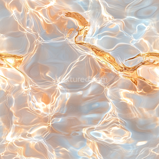 Seamless 3D Water PBR Texture with Golden Light Reflections and Soft Ripples