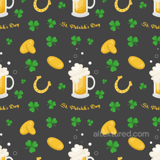 St Patrick Digital Paper Texture with Shamrocks and Golden Coins seamless St patrick digital paper bundle PBR texture