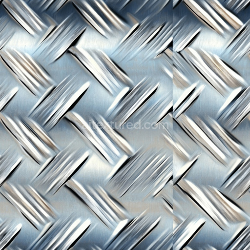 Seamless 3D Brushed Steel Diamond Plate PBR Texture with Distinctive Worn Bumps