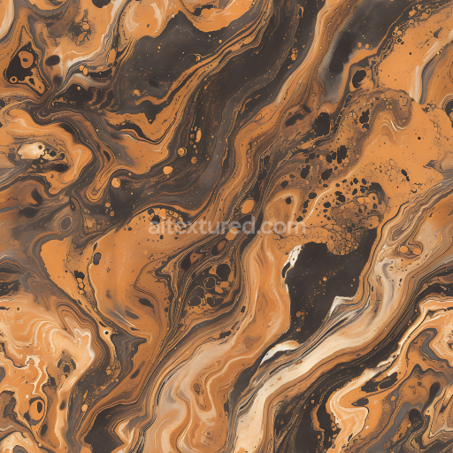 Seamless 3D PBR Caramel and Bronze Marble Texture with Fluid Veins and Organic Patterns