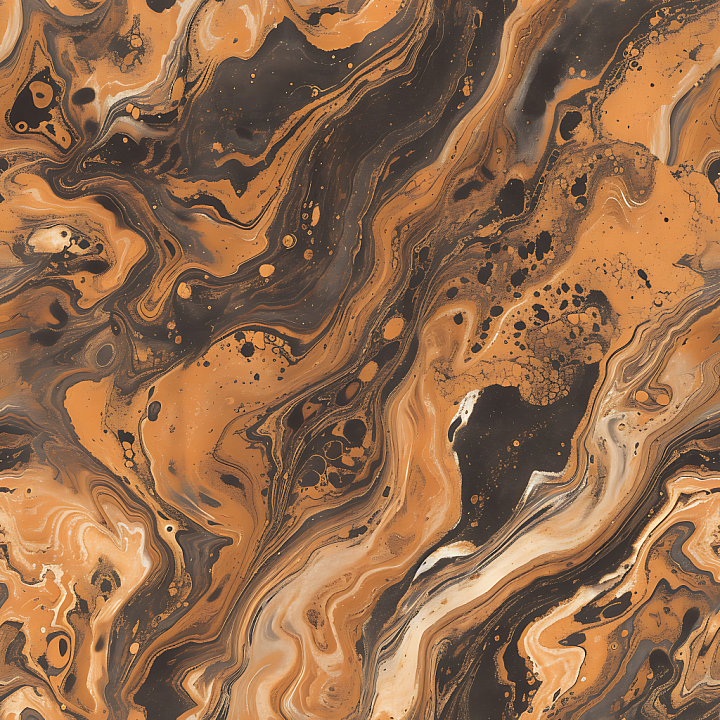 Caramel and Bronze Marble with Fluid Veins and Organic Patterns seamless PBR texture preview