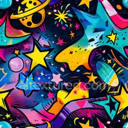 seamless Seamless 3D PBR Galaxy Graffiti Texture with Vibrant Stars and Cosmic Motifs texture 8k free download PBR