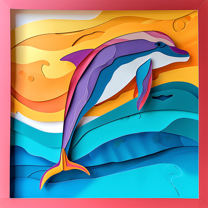 Animal of Abstract Colorful Bottlenose Dolphin Origami Shape seamless PBR texture preview