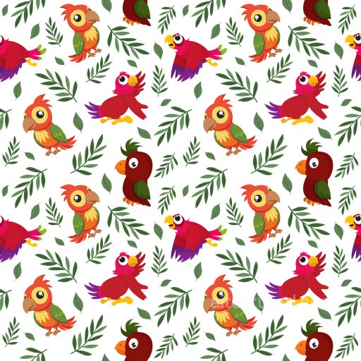 Pattern PBR Texture Featuring Cartoon Parrots and Tropical Leaves seamless Pattern Bundle PBR texture