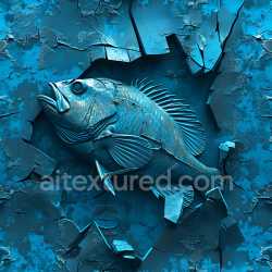 seamless Seamless 3D Cracked Paint PBR Texture Featuring Detailed Fish Relief texture 8k free download PBR