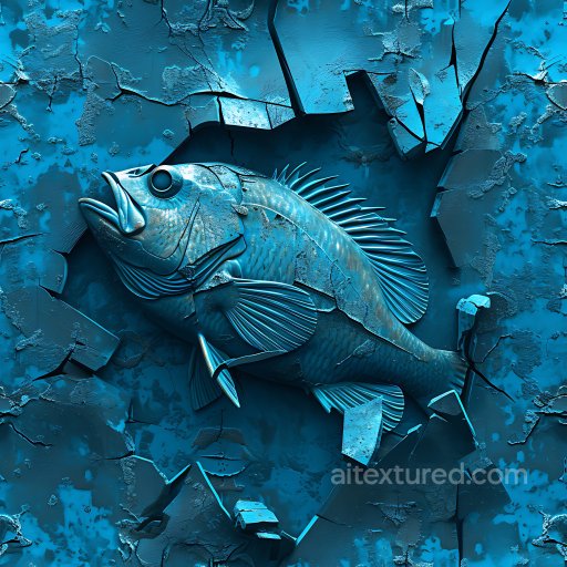 Cracked Paint PBR Texture Featuring Detailed Fish Relief seamless Cracked & Holes PBR texture