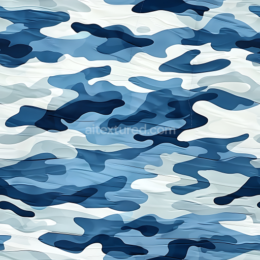 Seamless 3D Urban Blue Camouflage PBR Texture with Smooth Organic Shapes