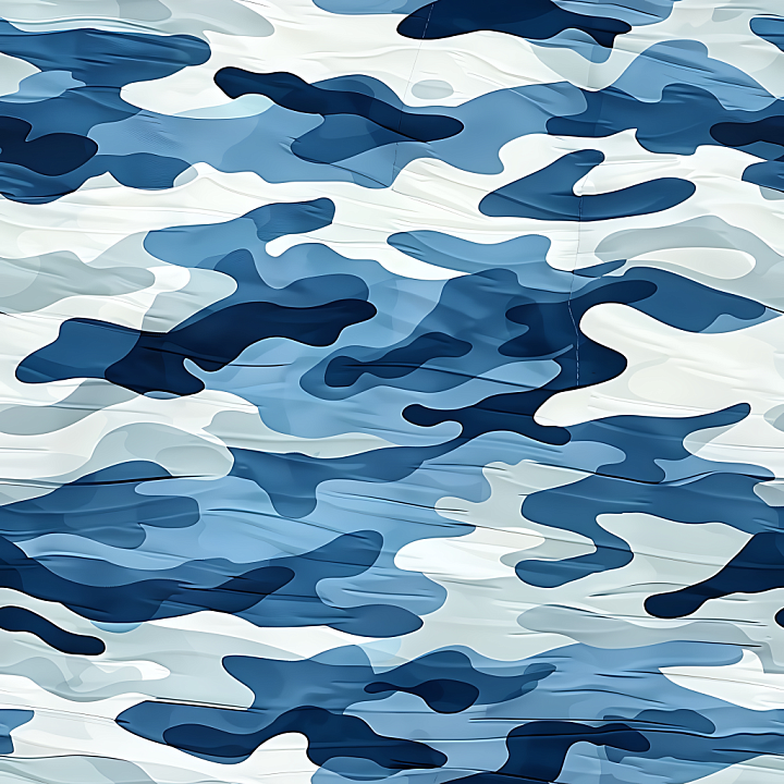 Urban Blue Camouflage with Smooth Organic Shapes seamless PBR texture preview
