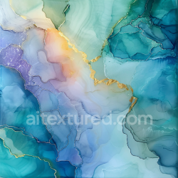 seamless Seamless 3D Alcohol Ink PBR Texture Featuring Teal Hues and Metallic Gold Veining texture 8k free download PBR