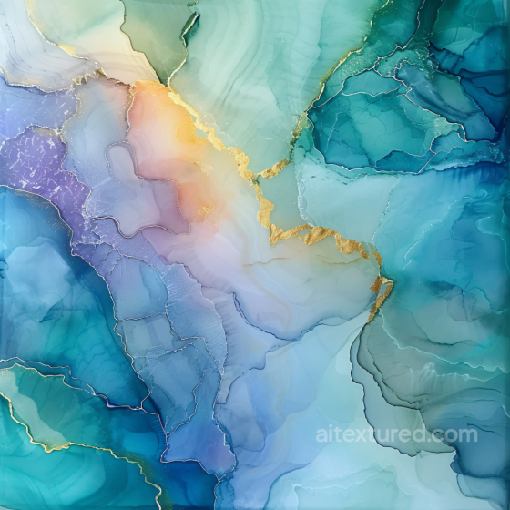 Alcohol Ink PBR Texture Featuring Teal Hues and Metallic Gold Veining Alcohol ink texture preview