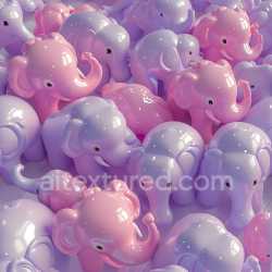 seamless Seamless 3D Inflated PBR Texture Featuring Glossy Pink & Lavender Toy Elephants texture 8k free download PBR