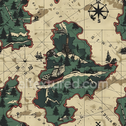 seamless Seamless 3D Stylized Map-Themed Camouflage PBR Texture with Nautical and Woodland Elements texture 8k free download PBR