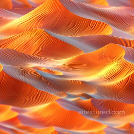 Seamless 3D PBR Texture of Glossy Draped Orange and White Fabric-like Surface texture preview