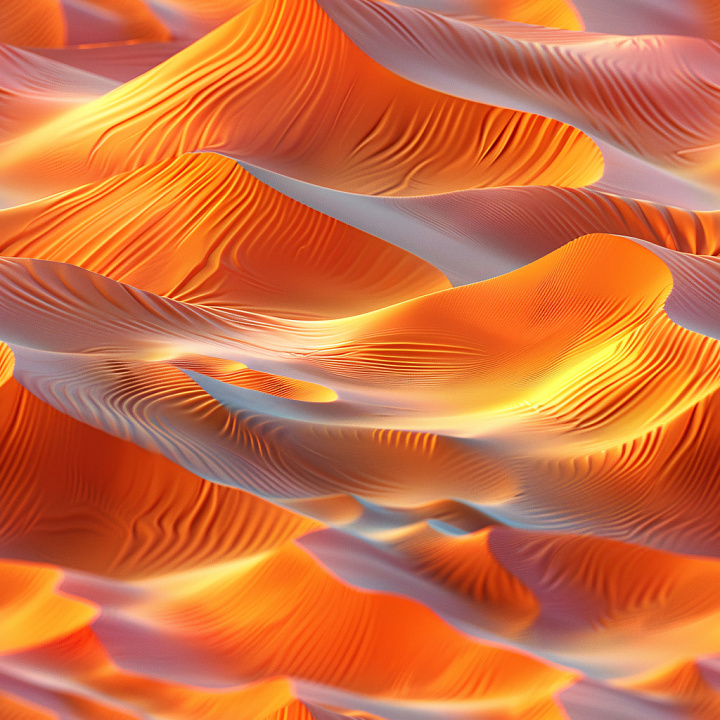 Glossy Draped Orange and White Fabric-like Surface seamless PBR texture preview