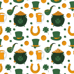 seamless Seamless 3D PBR St Patrick Digital Paper Texture with Shamrocks & Coins texture 8k free download PBR