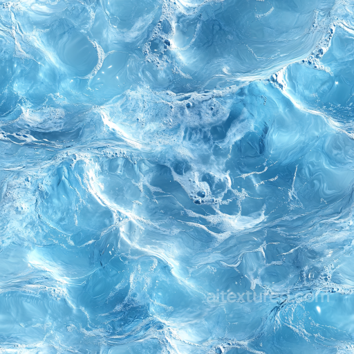 Water PBR Texture Featuring Dynamic Blue Waves and Foam Details seamless Water PBR texture