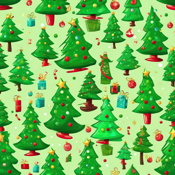 All Christmas Digital paper of Colorful Christmas Trees and Gifts on Li… seamless PBR texture preview