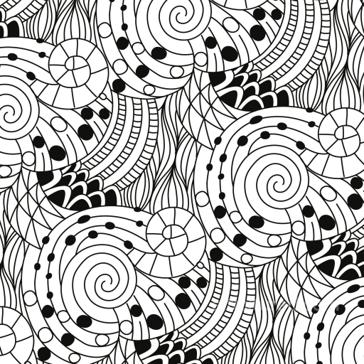 White & Black Texture of Black and White Abstract Doodle Spirals seamless White & Black PBR texture