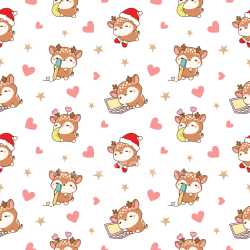 Pattern Bundle - Seamless 3D Pattern PBR Texture with Cute Cartoon Deer and Heart Motifs texture preview