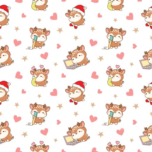 Pattern PBR Texture with Cute Cartoon Deer and Heart Motifs seamless Pattern Bundle PBR texture