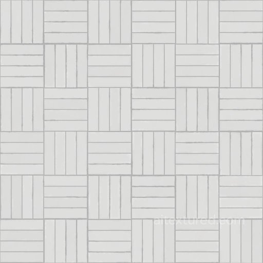 Basketweave White Ceramic Parquet Tiles | Free PBR seamless Tile PBR texture